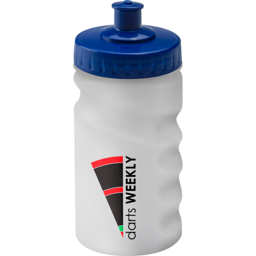 Finger Grip Sports Bottle 300ml - Frosted Clear with Blue P/P Lid