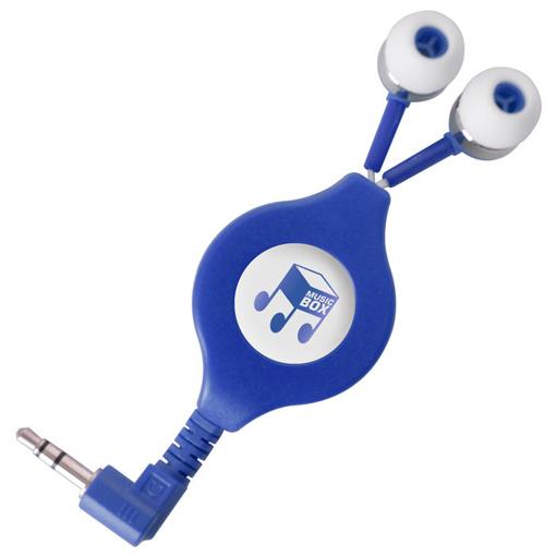 Retractable Ear Buds - Blue Branded