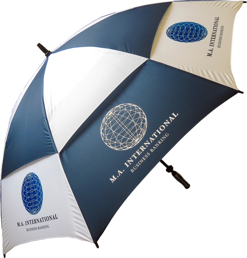 Supervent Sport Umbrella - Navy & White Branded