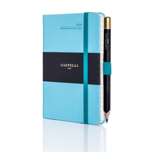 Ivory Tucson Pocket Weekly Diary with Pencil Blue Curacao