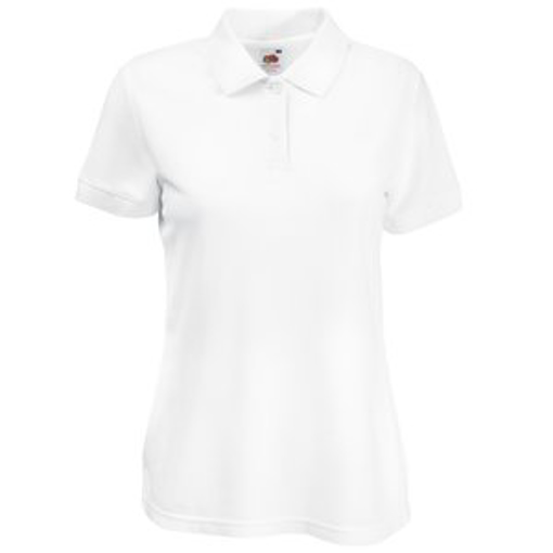 White Fruit of the Loom Lady Fit Polo Shirt