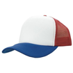 Two Tone Truckers Mesh Cap - White, Red & Blue