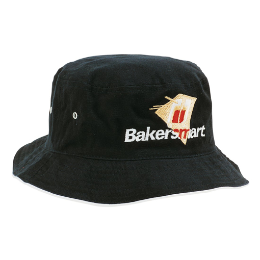 Twill Bucket Hat - Black/White Branded