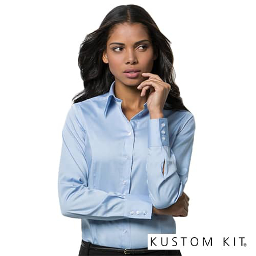 Kustom Kit Ladies Long Sleeve Shirt - Light Blue