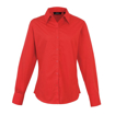 Ladies Long sleeve Poplin Shirt - Red