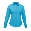 Ladies Long sleeve Poplin Shirt - Turquoise
