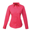 Ladies Long sleeve Poplin Shirt - Hot Pink