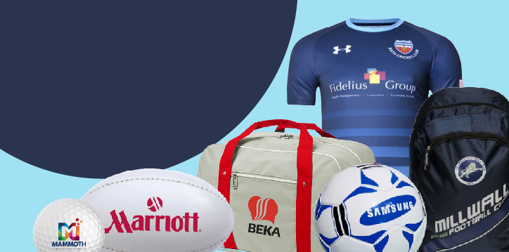 Promotional sports merchandise printed with your club logo & name