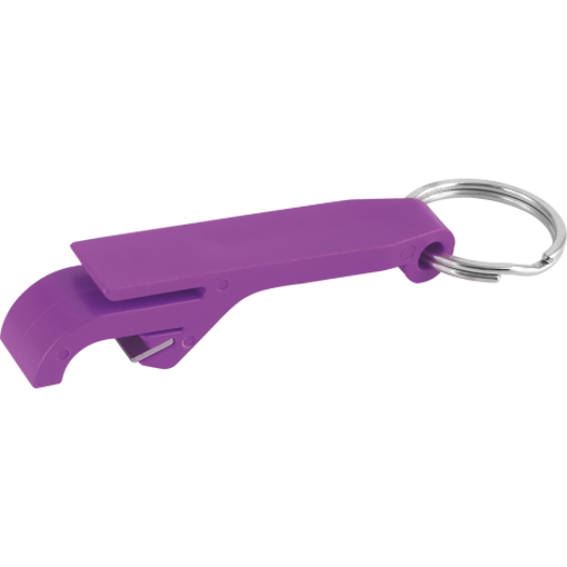 Plastic Bottle Opener Keyring - Purple