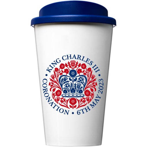 King's Coronation Americano Coffee Travel Mug - red and blue logo