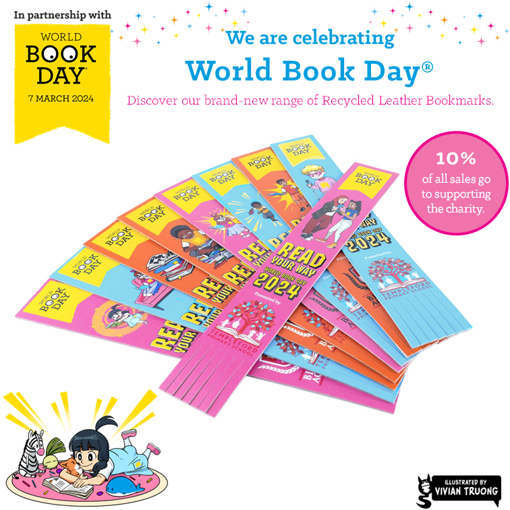 World Book Day Colour Recycled Leather Bookmarks With Your Logo