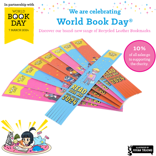 World Book Day Colour Recycled Leather Bookmarks