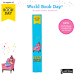 World Book Day Colour Recycled Leather Bookmarks - Undated - Young Girl in Chair (Blue)