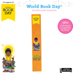 World Book Day Colour Recycled Leather Bookmarks - Undated - Boy on Bookstack (Orange)